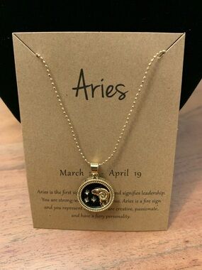 Aries Gold Zodiac Pendant Necklace - Gold
